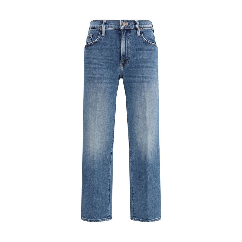 Mother Denim Blue Cotton Relaxed Fit Mid Rise Rambler Jeans