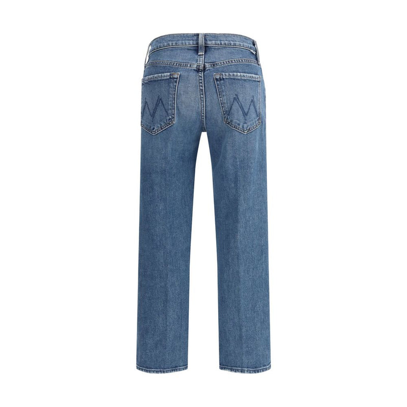 Mother Denim Blue Cotton Relaxed Fit Mid Rise Rambler Jeans