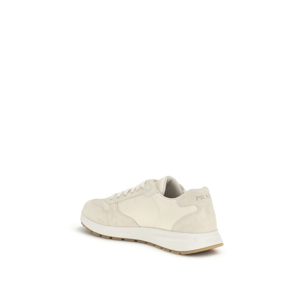 Prada Beige Nylon Low Top Sneakers for Men - Stylish Comfort