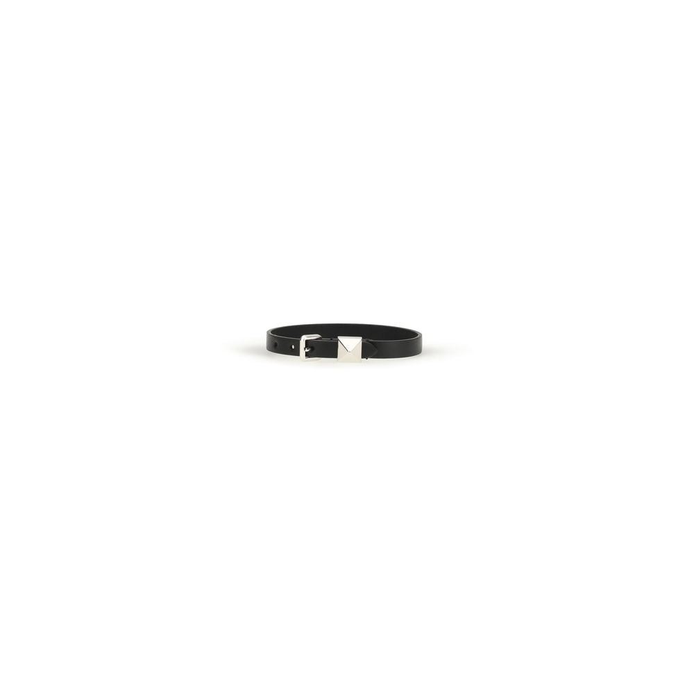 Bracelet Valentino Garavani Bos Taurus en cuir de veau noir