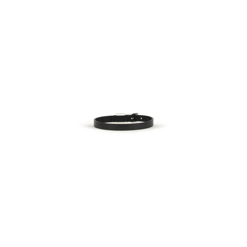 Bracelet Valentino Garavani Bos Taurus en cuir de veau noir