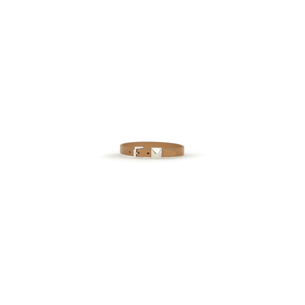 Bracelet Valentino Garavani Bos Taurus en cuir de veau marron