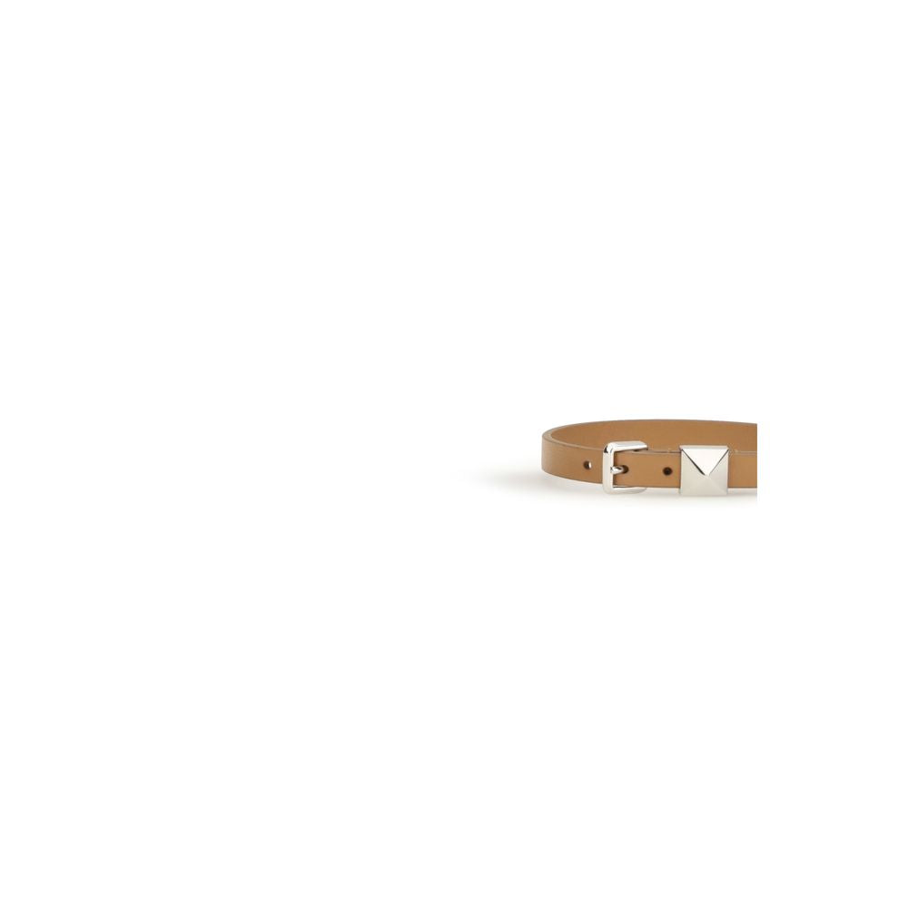 Bracelet Valentino Garavani Bos Taurus en cuir de veau marron