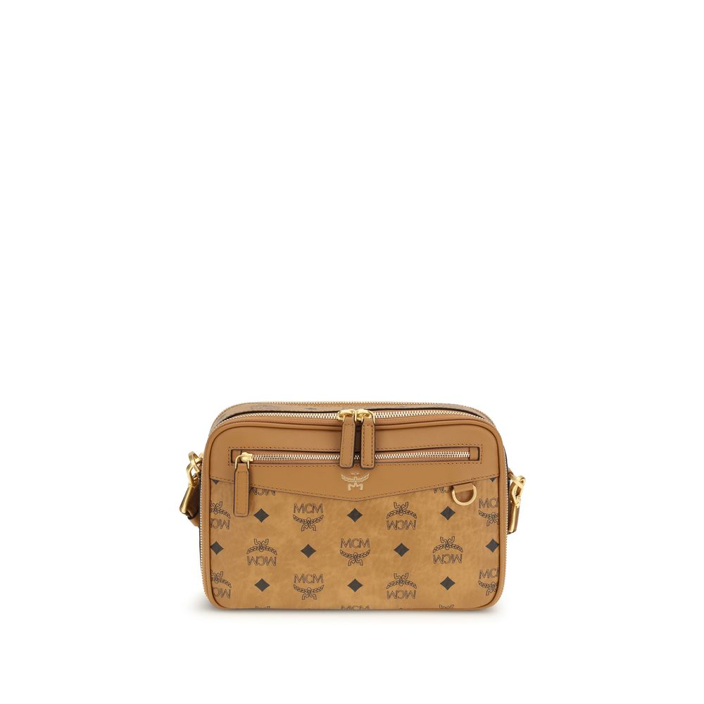Sac bandoulière en tissu beige MCM