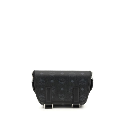 Sac bandoulière en tissu noir MCM