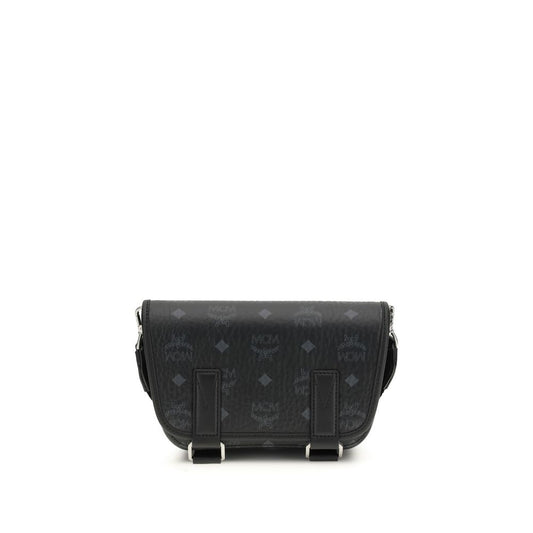 Sac bandoulière en tissu noir MCM