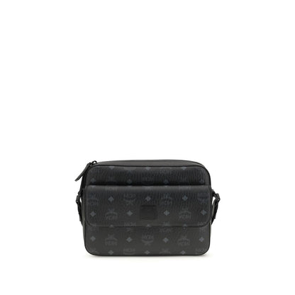 Sac bandoulière en tissu noir MCM
