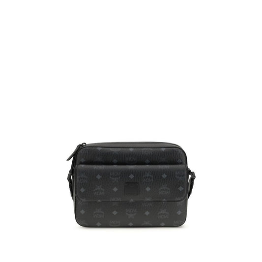 Sac bandoulière en tissu noir MCM