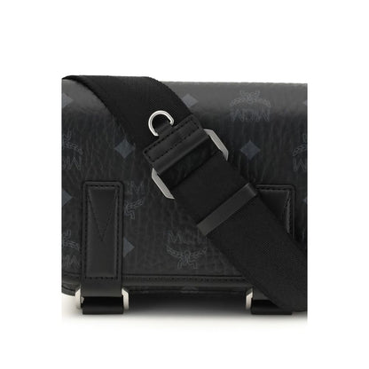 Sac bandoulière en tissu noir MCM