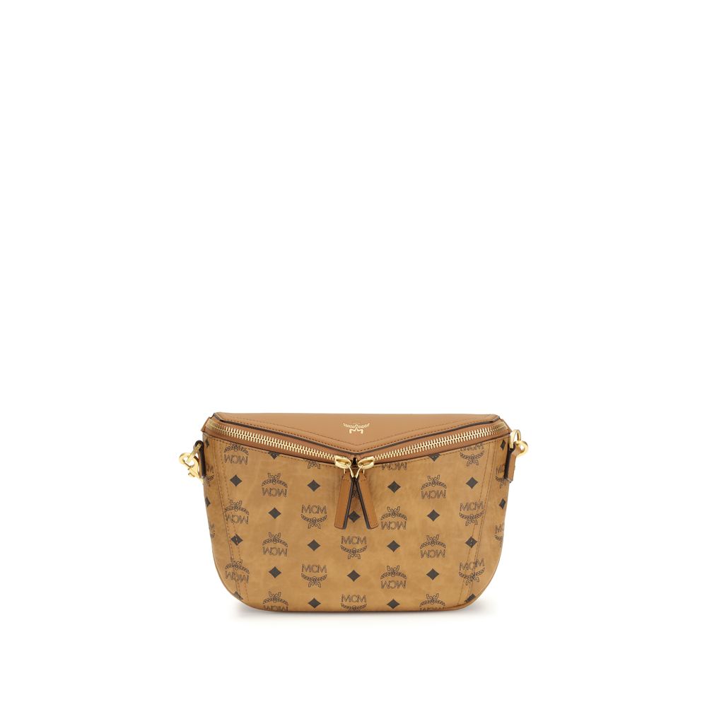 Sac bandoulière Bos Taurus en cuir de veau beige MCM