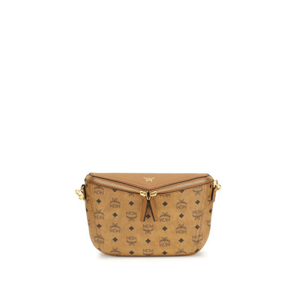 Sac bandoulière Bos Taurus en cuir de veau beige MCM