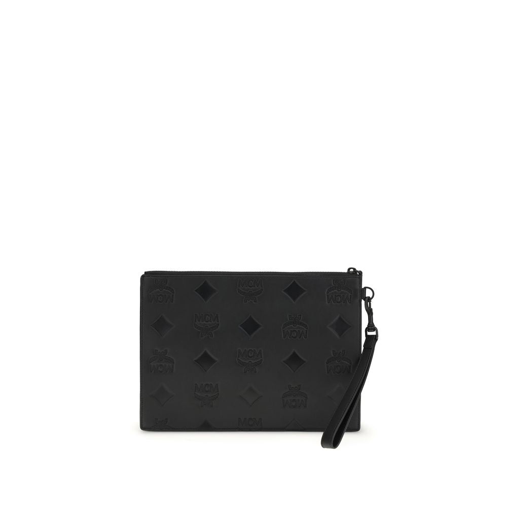 Pochette Bos Taurus en cuir de veau noir MCM