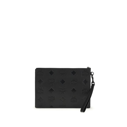 Pochette Bos Taurus en cuir de veau noir MCM