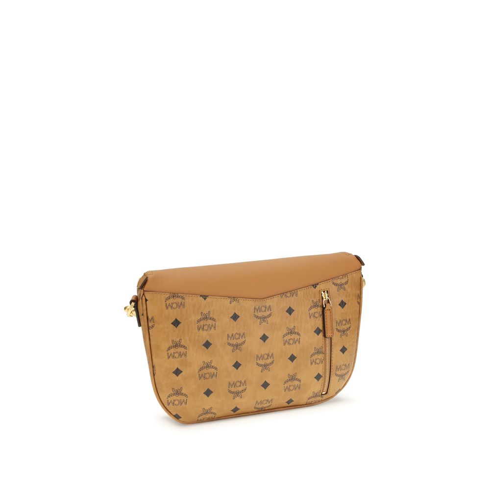 Sac bandoulière Bos Taurus en cuir de veau beige MCM