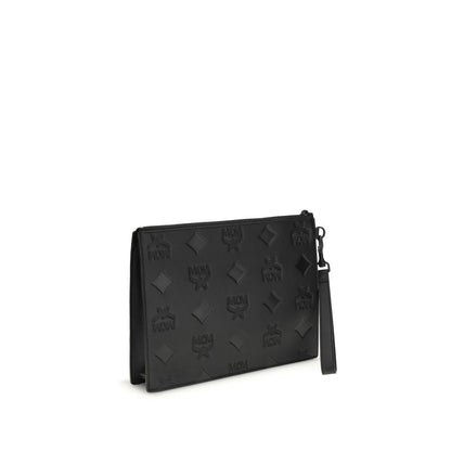 Pochette Bos Taurus en cuir de veau noir MCM