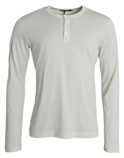 T-shirt à manches longues en coton blanc Dolce &amp; Gabbana