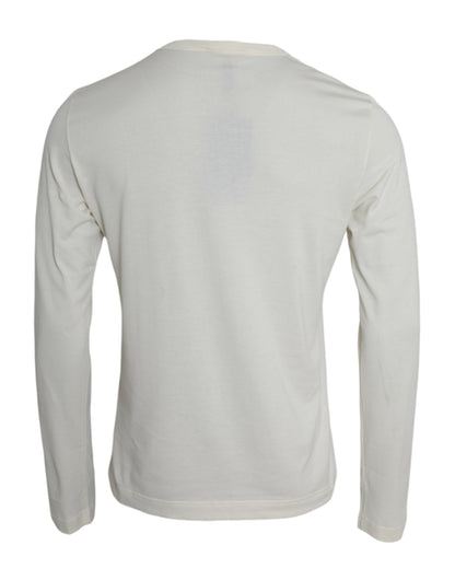 T-shirt à manches longues en coton blanc Dolce &amp; Gabbana