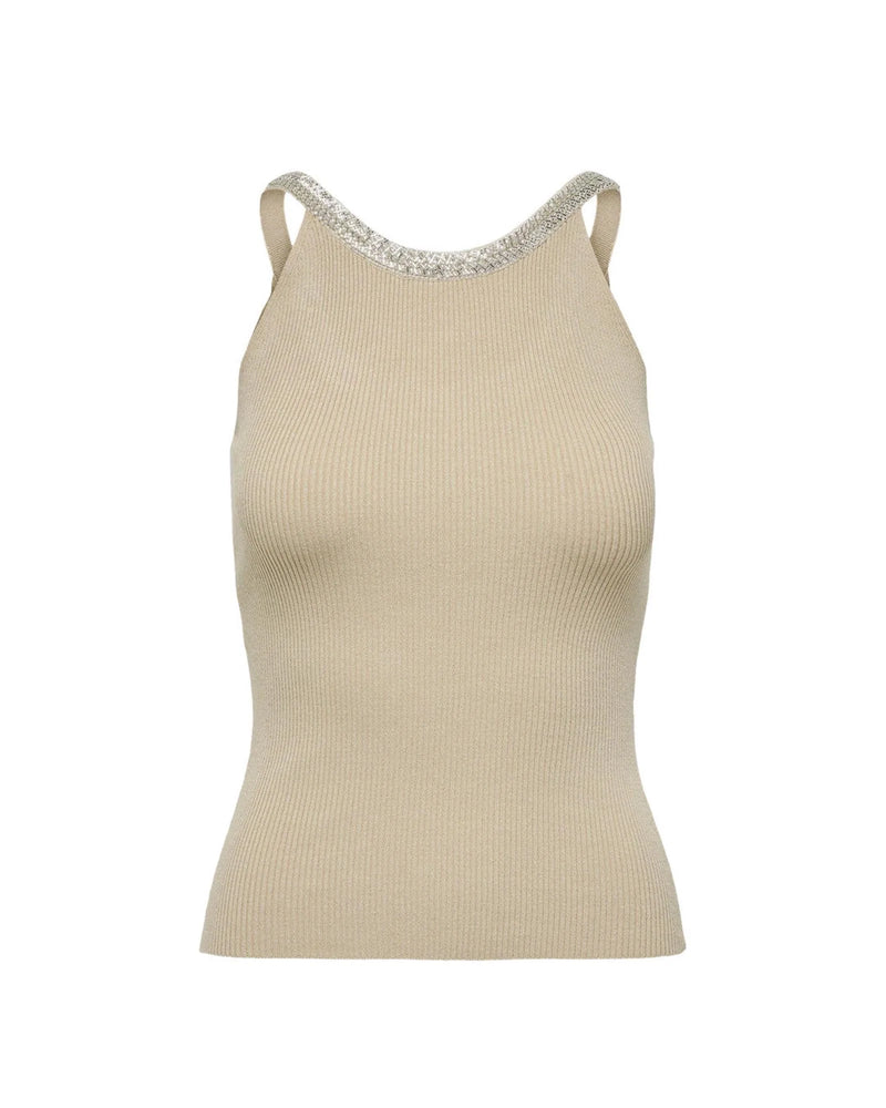 Only Beige Nylon Elastane Tank Top for Women - Comfortable & Versatile