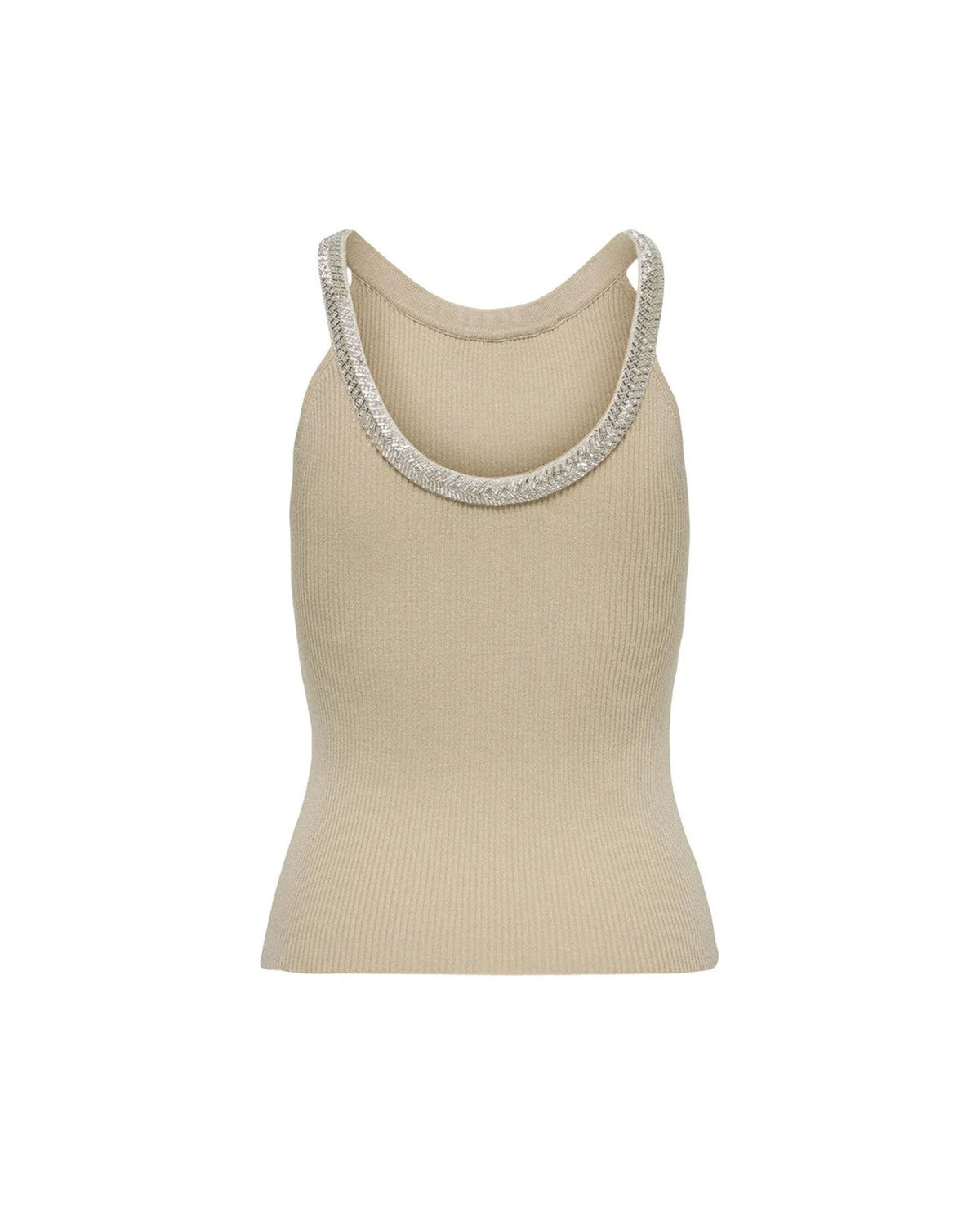 Only Beige Nylon Elastane Tank Top for Women - Comfortable & Versatile