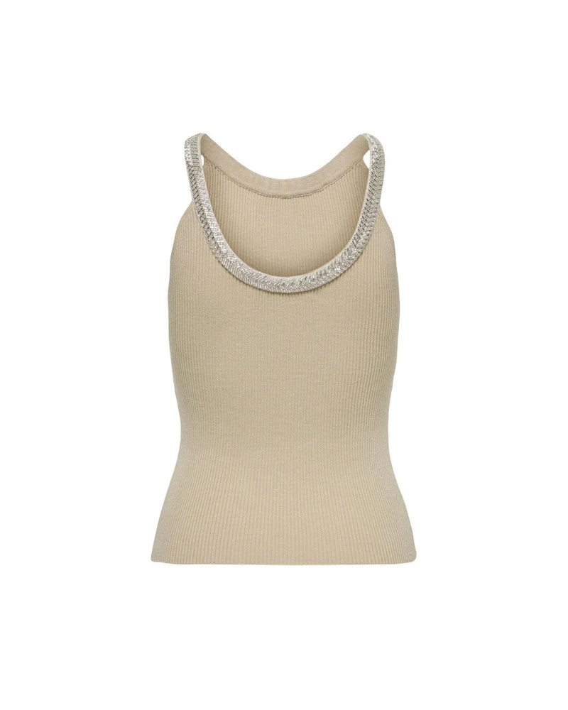 Only Beige Nylon Elastane Tank Top for Women - Comfortable & Versatile