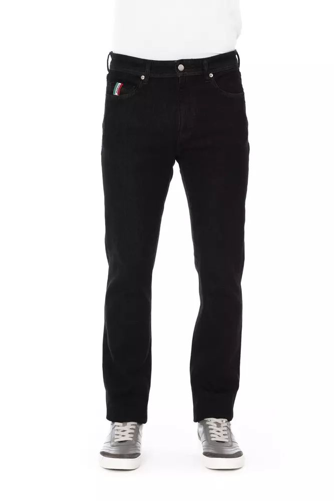 Baldinini Trend Black Cotton Straight-Leg Jeans for Men