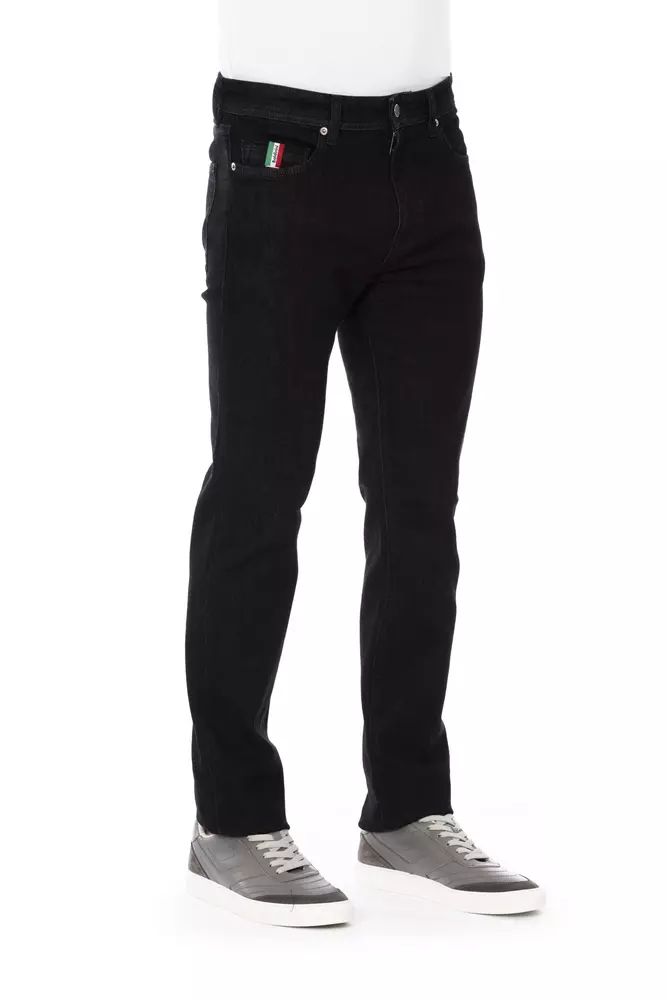 Baldinini Trend Black Cotton Straight-Leg Jeans for Men
