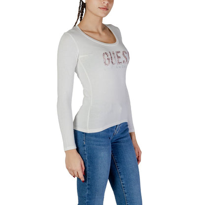 Guess White Cotton Long Sleeve T-Shirt