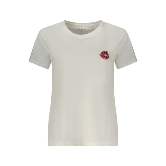 Pepe Jeans Bianco Cotton Women T-Shirt - Élégance Décontractée