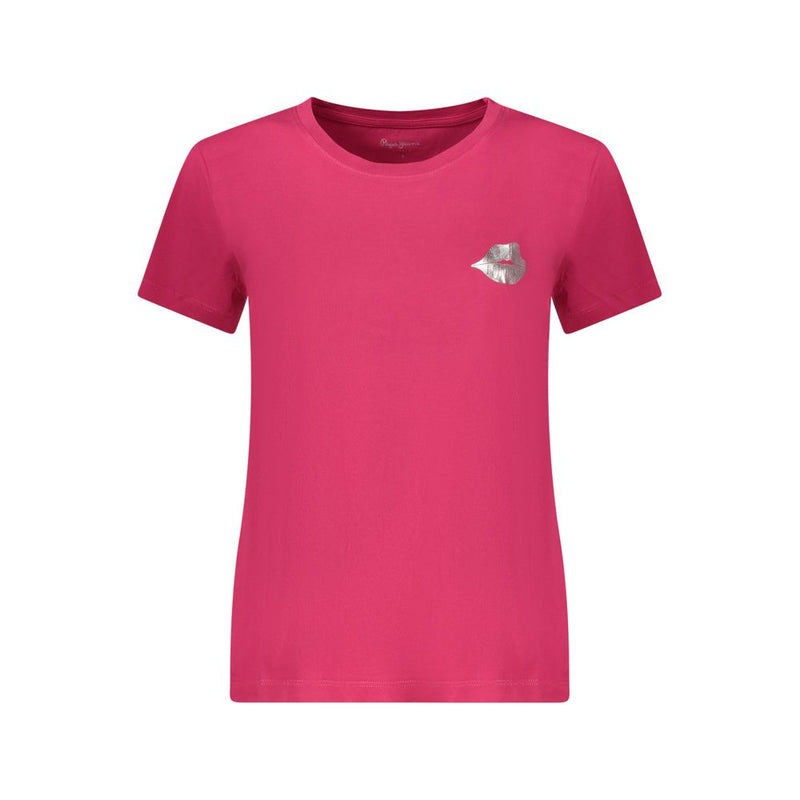 Pepe Jeans Red Cotton Women's T-Shirt - Effortless Chic
