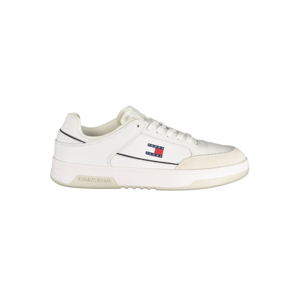 Tommy Hilfiger White Polyurethane Men's Sneakers - Stylish Comfort
