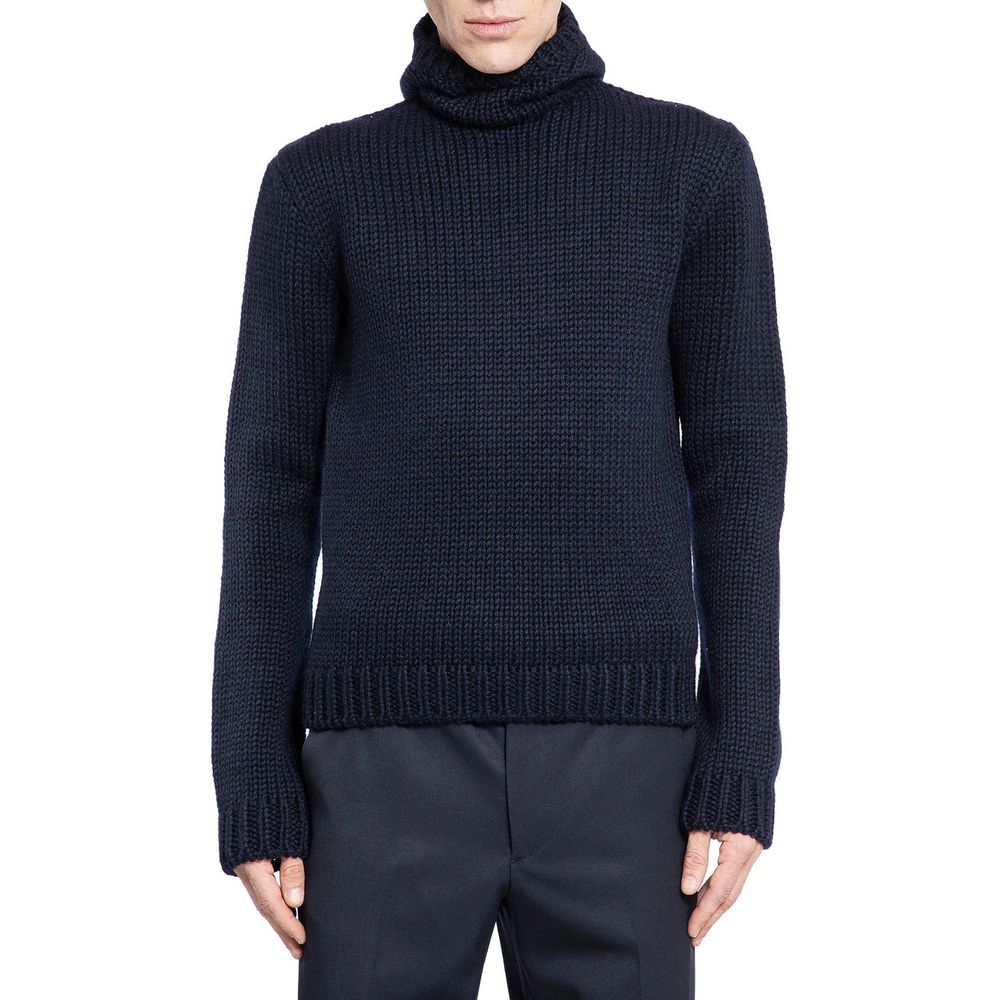 Col roulé en laine bleue Prada