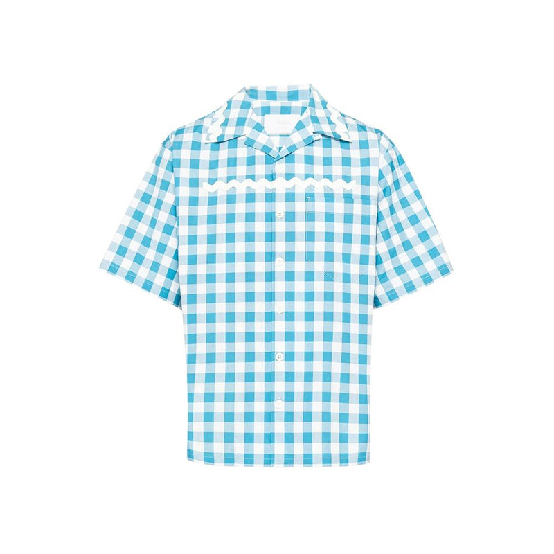 Prada overhemd met blauwe katoenen print