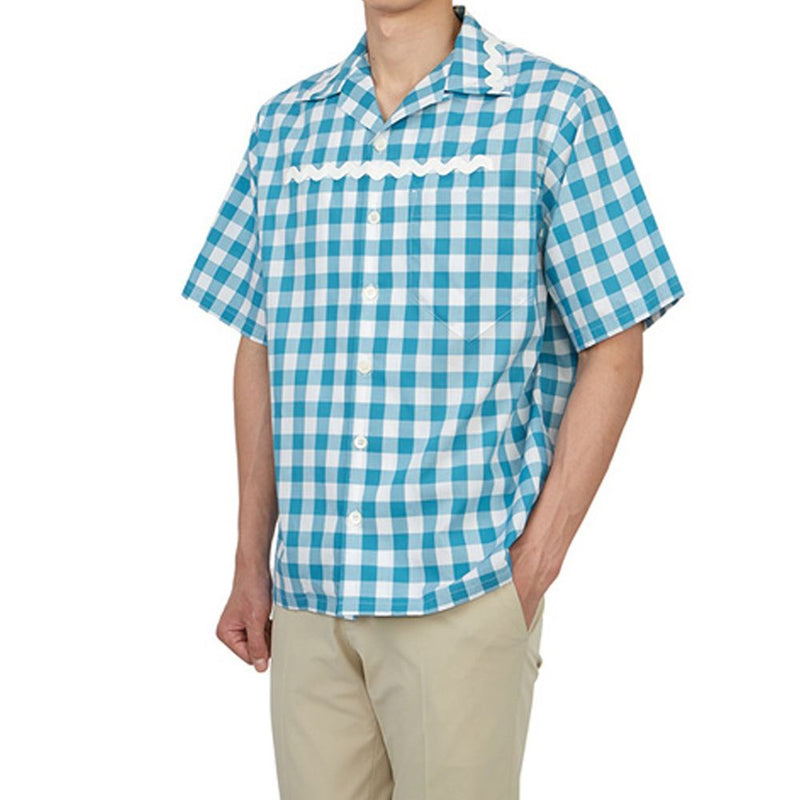 Prada overhemd met blauwe katoenen print