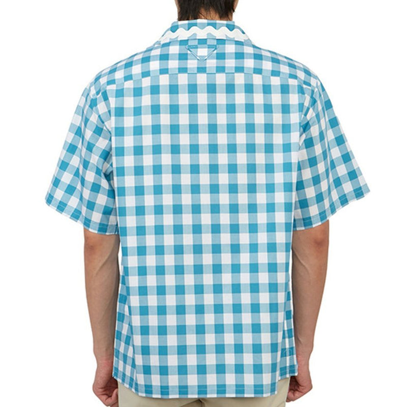 Prada overhemd met blauwe katoenen print