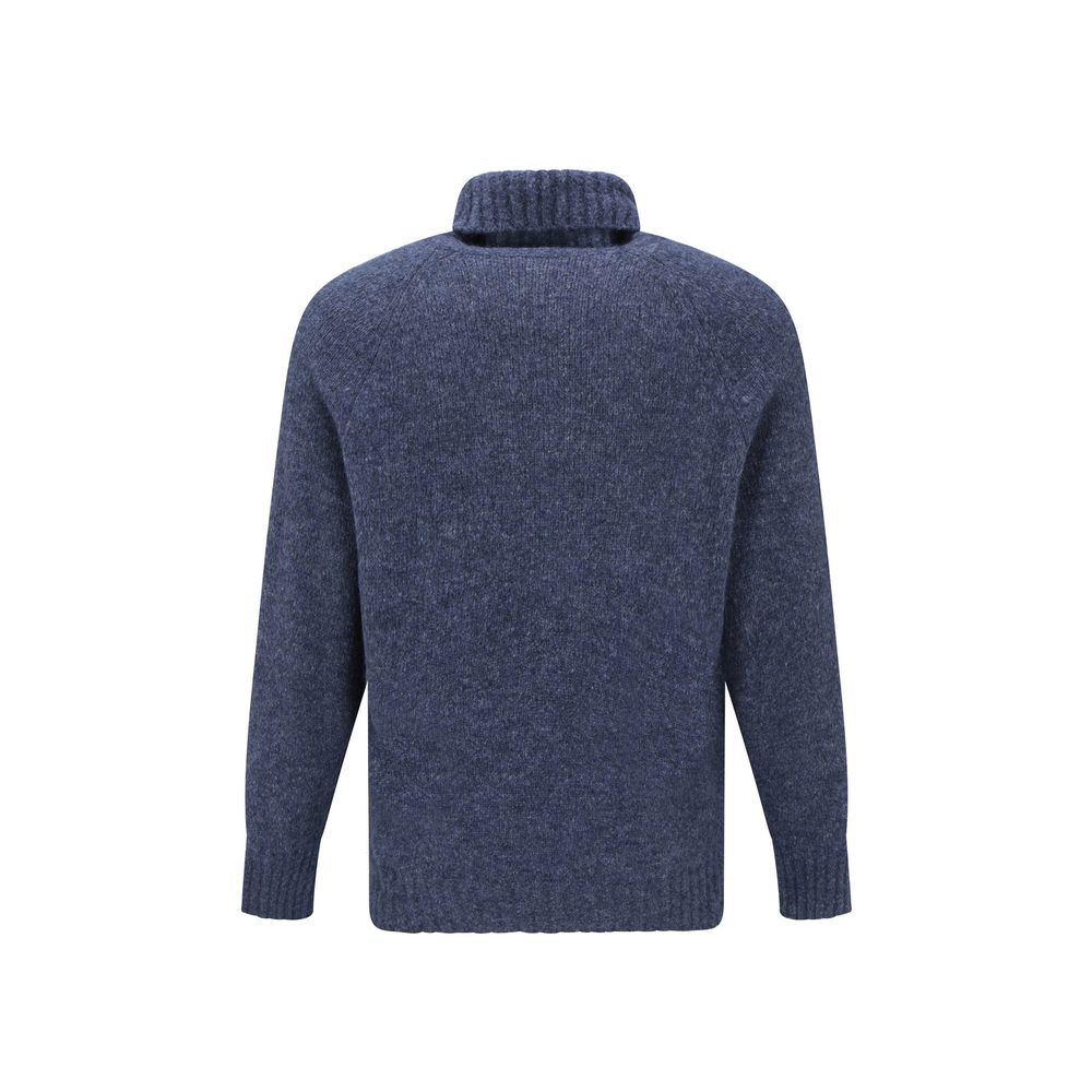 Brunello Cucinelli Blauwe Alpaca Leren Coltrui