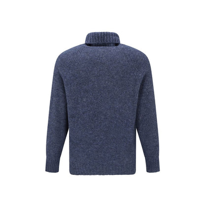 Brunello Cucinelli Blauwe Alpaca Leren Coltrui