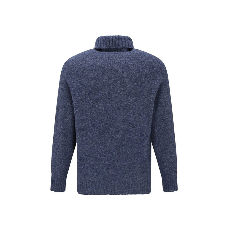 Brunello Cucinelli Blauwe Alpaca Leren Coltrui