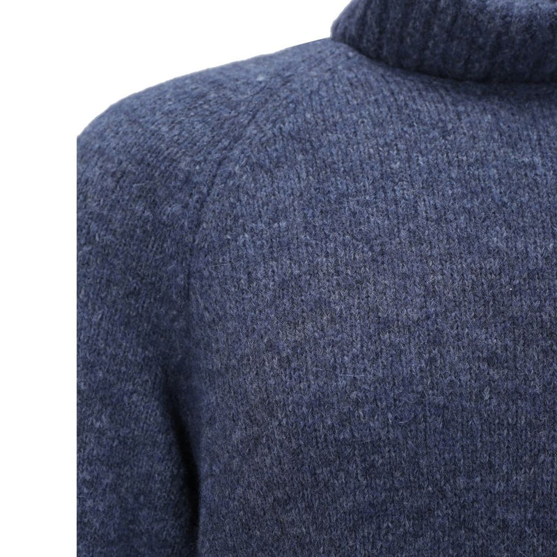 Brunello Cucinelli Blauwe Alpaca Leren Coltrui