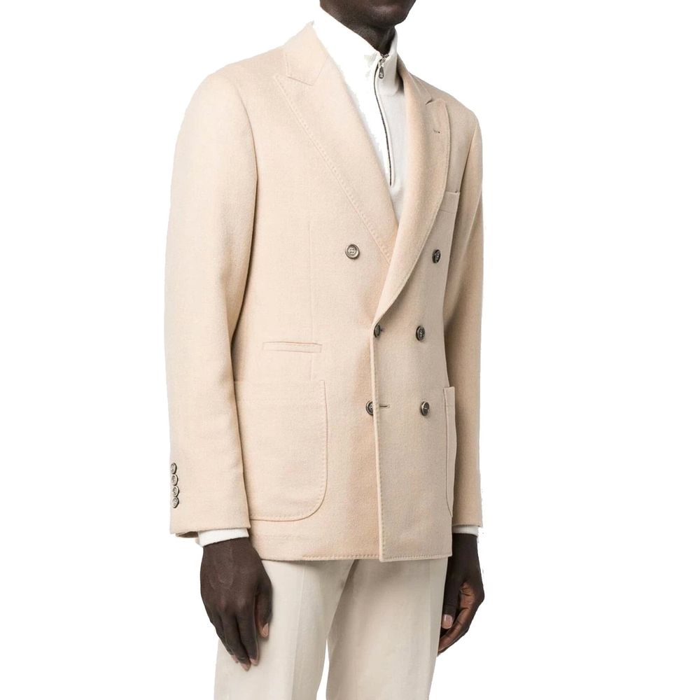 Brunello Cucinelli Beige Wool Coat for Men