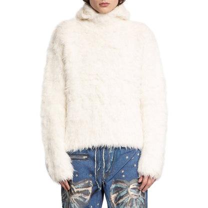 Sweat-shirt en cuir d'alpaga blanc Acne Studios