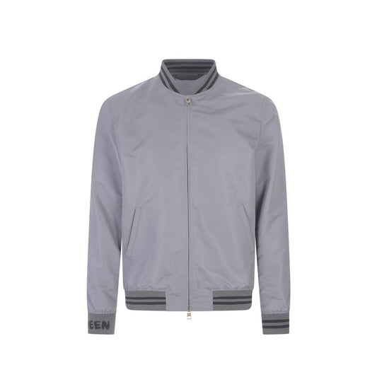Alexander McQueen Gray Polyester Bomber Jacket for Men