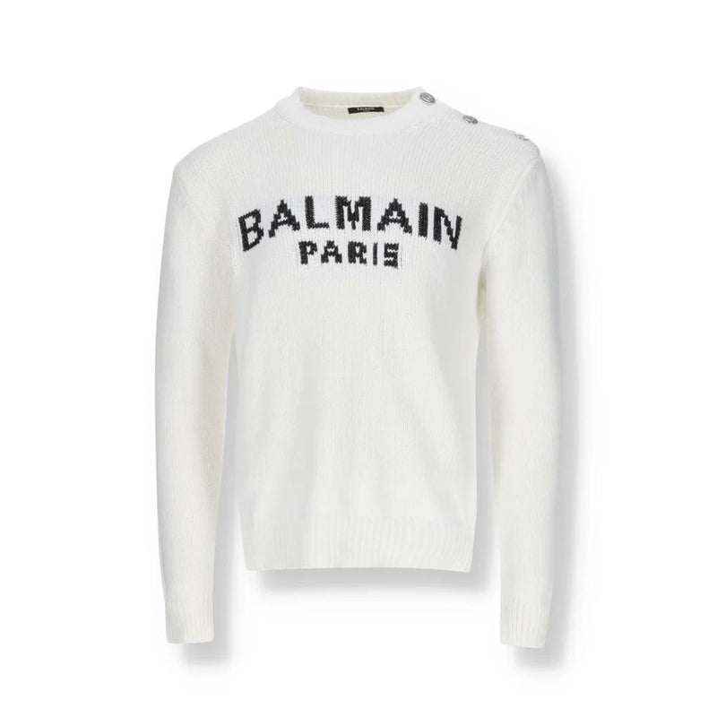Balmain White Cotton Sweatshirt for Men