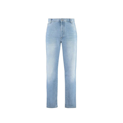 Balmain Blue Cotton Straight-Leg Jeans