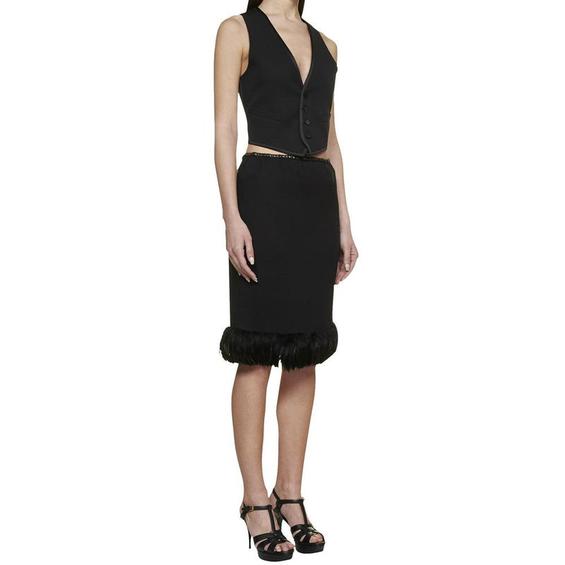 Saint Laurent Black Silk Midi Skirt - Sophisticated Elegance