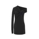 Saint Laurent Black Viscose Asymmetric Casual Dress