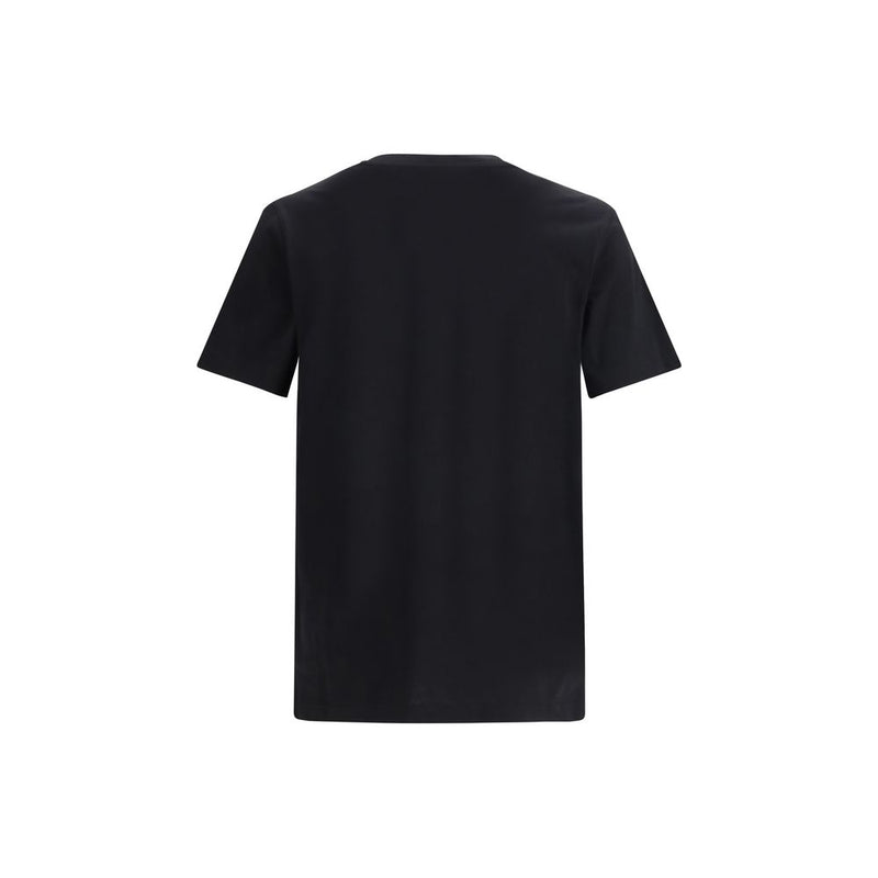 Moschino Black Cotton T-Shirt with Laurel Crown Logo