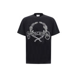 T-shirt en coton noir Moschino avec broderie de laurier