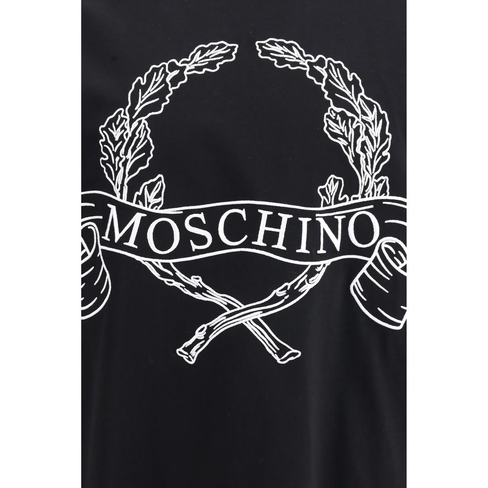 T-shirt en coton noir Moschino avec broderie de laurier
