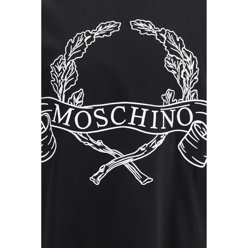 T-shirt en coton noir Moschino avec broderie de laurier