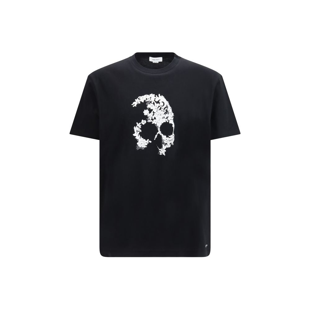 Alexander McQueen Black Cotton T-Shirt with Iconic Skull Print